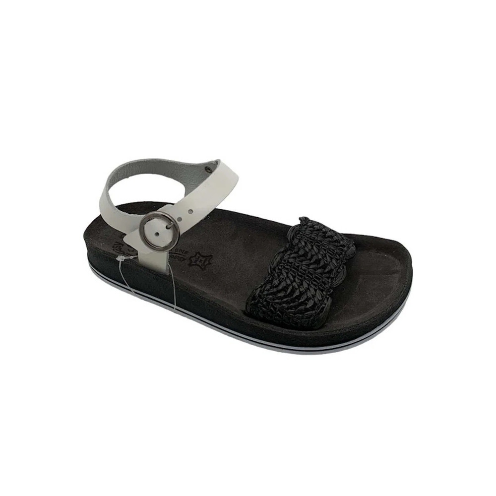 Fantasy Sandals Ankle Strap Wedge Sandals Molly Black/White - Medium